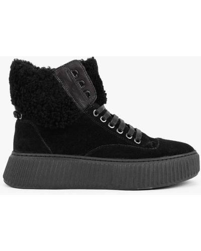 Manas Black Suede Sporty Ankle Boots
