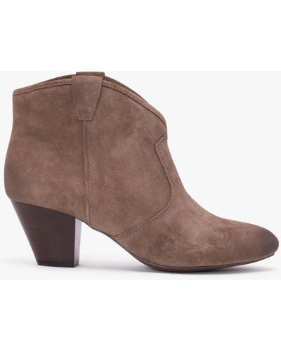 Ash Jalouse Taupe Suede Western Ankle Boots - Brown