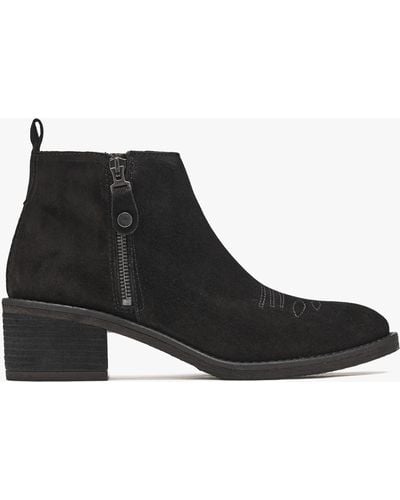 Alpe Ackie Black Suede Western Ankle Boots