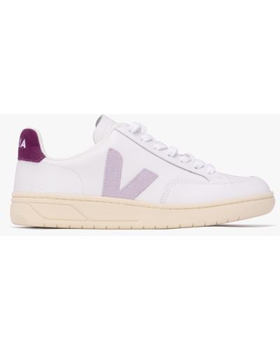 Veja V-12 Leather Extra White Parma Magenta Trainers - Pink