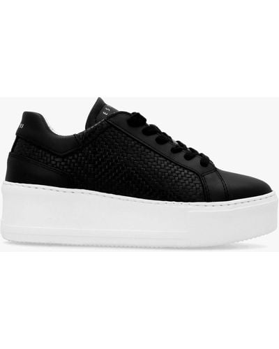 Daniel Sibwoven Black Leather Flatform Sneakers