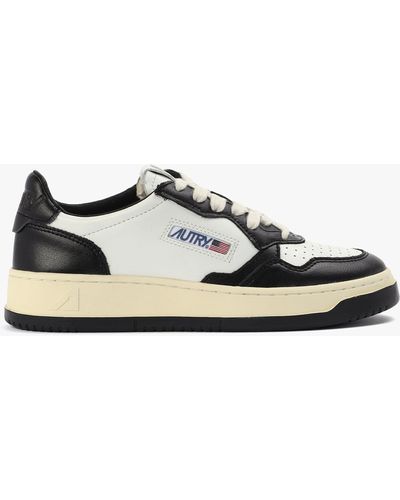 Autry Medalist Low Two Tone White & Black Leather Sneakers