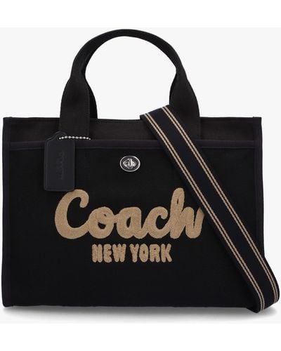 COACH Logo-embroidered Detachable-strap Canvas Tote Bag - Black