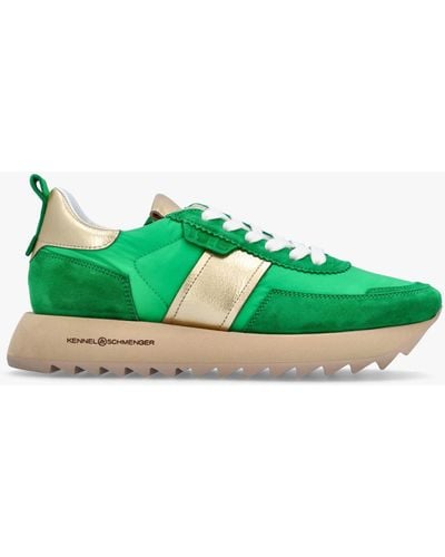 Kennel & Schmenger Pitch Pop Green Suede Sneakers