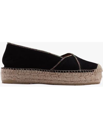 Daniel Idiamante Black Suede Embellished Flatform Espadrilles - Multicolour