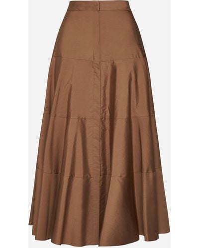Max Mara Studio Teramo Cotton Long Skirt - Brown