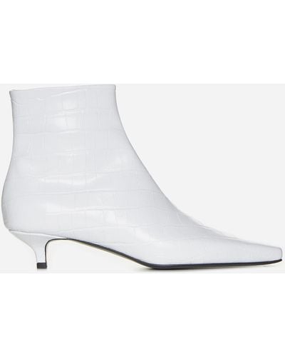 Totême The Croco Slim Leather Ankle Boots - White