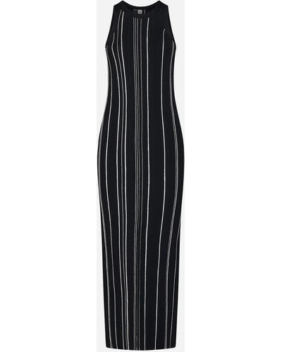 Totême Striped Rib-Knit Maxi Dress - Black