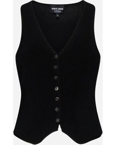 Giorgio Armani Ottoman Cashmere Waistcoat - Black