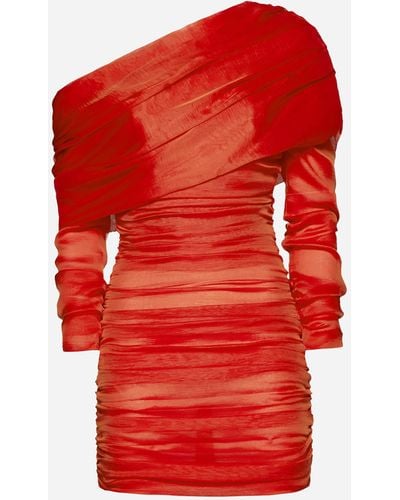 Saint Laurent Silk Mini Dress - Red