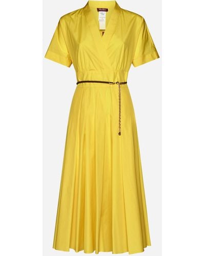 Max Mara Studio Alatri Cotton Midi Dress - Yellow