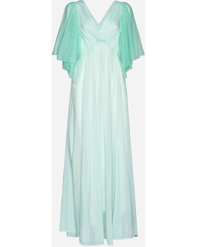 Forte Forte Voile And Tulle Long Dress - Green