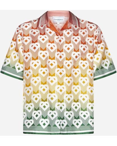 Casablancabrand Heart Monogram Silk Shirt - Multicolor