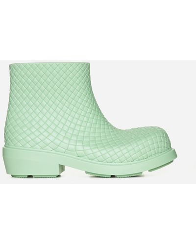 Bottega Veneta Fireman Intreccio Rubber Ankle Boots - Green