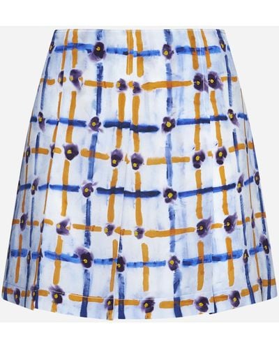 Marni Print Silk Miniskirt - Blue