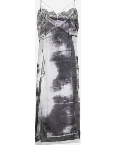 Maison Margiela 'Freeze-Frame' Multicolored Silk Blend Dress - Grey