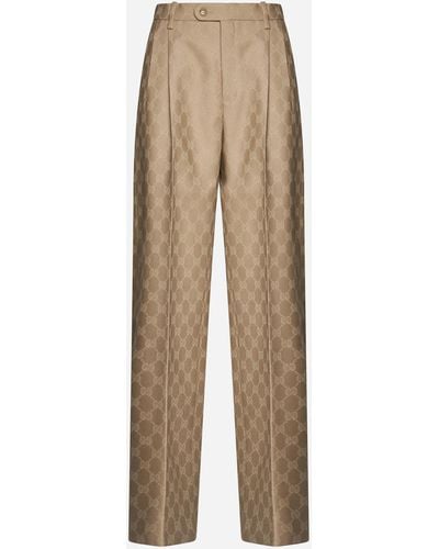 Gucci GG Wool Trousers - Natural