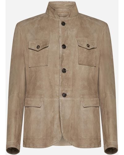 Giorgio Armani Leather Safari Jacket - Natural