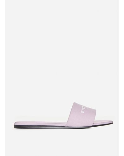 Givenchy Logo Canvas Flat Sandals - White