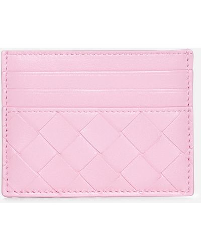 Bottega Veneta Intrecciato Nappa Leather Card Holder - Pink