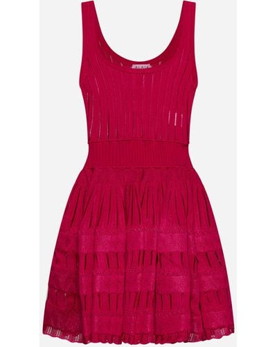 Alaïa Crinoline Knit Mini Dress - Red