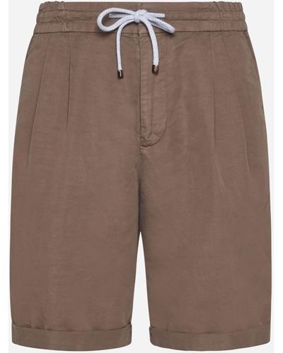 Brunello Cucinelli Linen And Cotton Shorts - Brown
