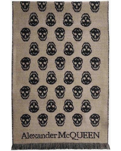 Alexander McQueen Skull Jacquard Wool Scarf - Multicolor