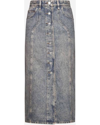 Isabel Marant Vandy Denim Midi Skirt - Gray