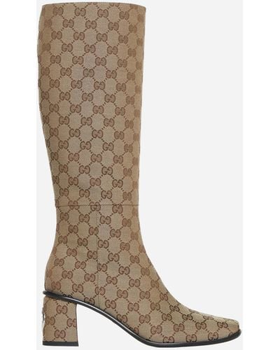 Gucci GG Supreme-canvas Knee-high Boots - Brown