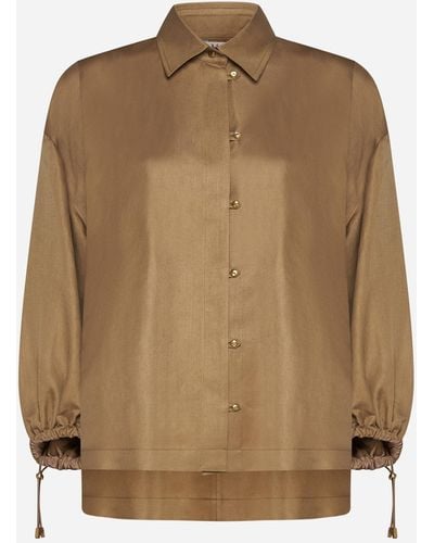 Max Mara Rodeo Linen And Silk Shirt - Natural