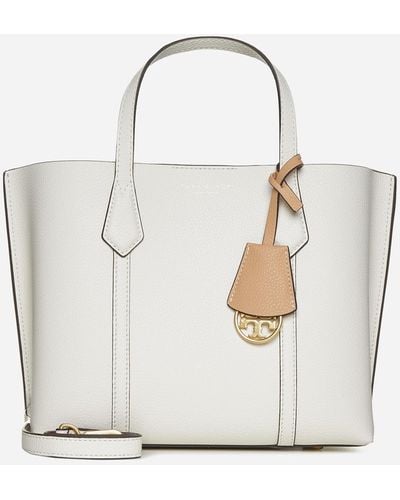 Tory Burch Perry Small Leather Tote Bag - White