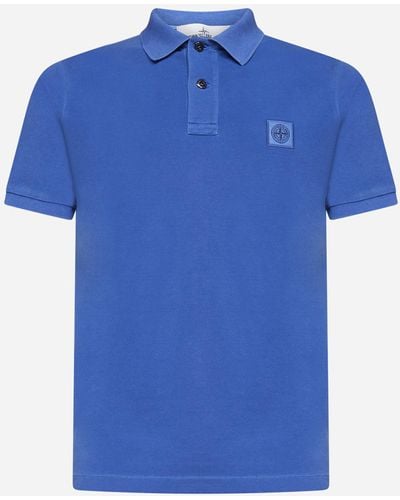 Stone Island Logo-patch Cotton Polo Shirt - Blue