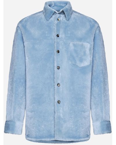 Marni Shearling And Leather Reversible Jacket - Blue