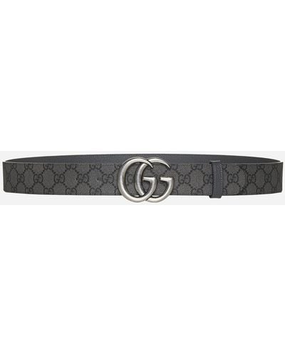 Gucci GG Marmont Leather And Fabric Reversible Belt - White
