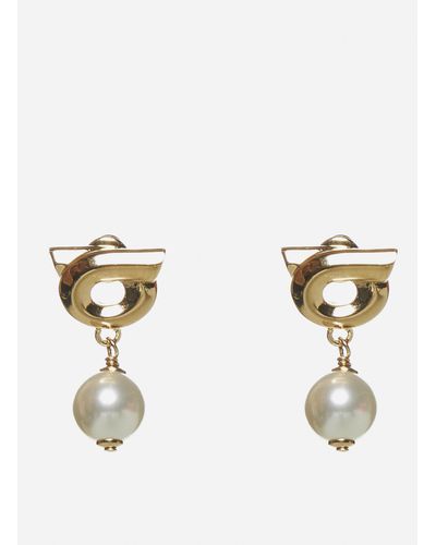 Ferragamo Gancini Pearl Earrings - White