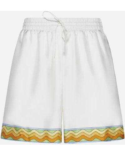 Casablanca Afro Cubism Tennis Club Silk Shorts - White