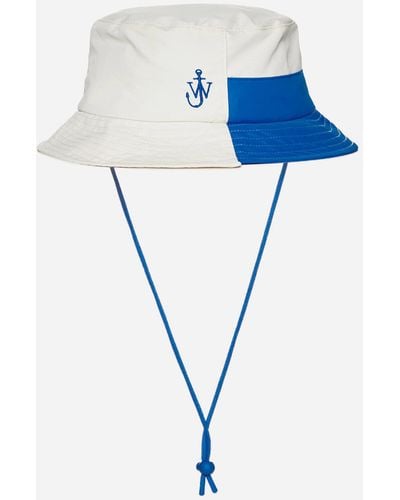 JW Anderson Logo Nylon-blend Asymmetric Bucket Hat - Blue