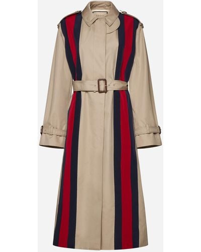 Gucci Belted Cotton-blend Trench Coat - Red