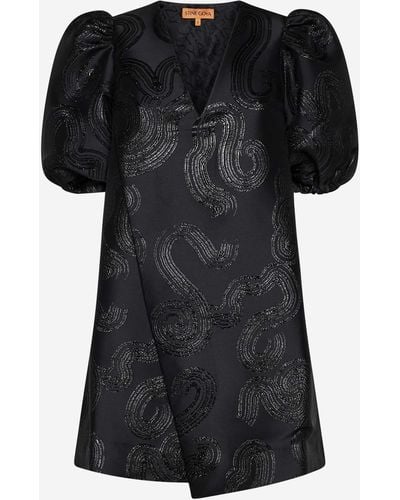 Stine Goya Brethel Lame' Embroidered Mini Dress - Black