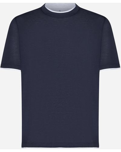Brunello Cucinelli Silk And Cotton T-shirt - Blue