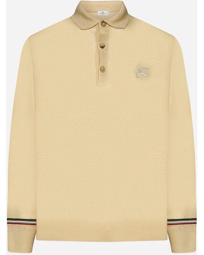 Etro Linen And Cotton Polo Shirt - Natural