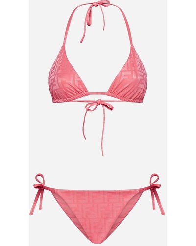 Fendi Ff Motif Triangle Bikini - Pink
