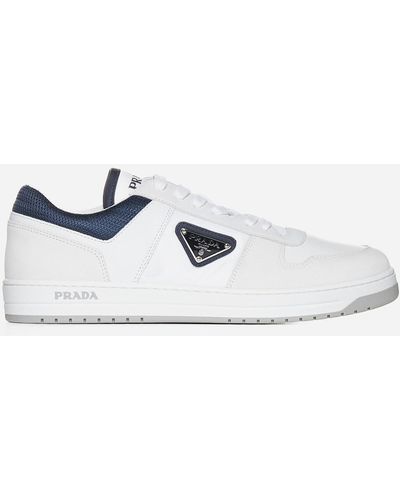 Prada Downtown Leather And Canvas Trainers - White