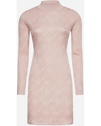 Fendi Brush Knit Mini Dress - Pink
