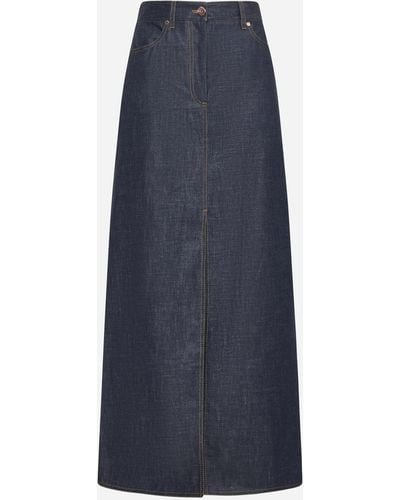 Brunello Cucinelli Denim Long Skirt - Blue