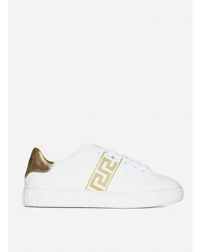 Versace Greca Faux Leather Trainers - Natural