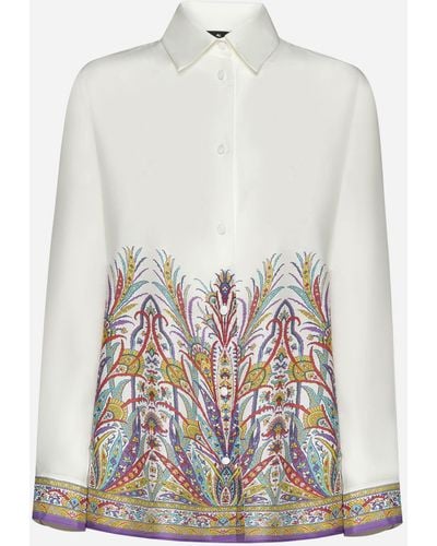 Etro Paisley Print Cotton-blend Shirt - White