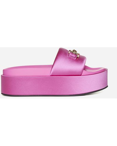 Versace Satin Flatform Sandals - Pink