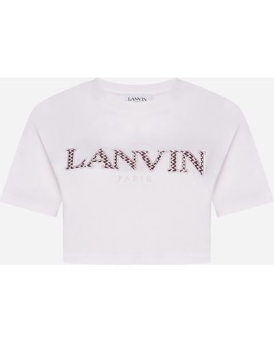 Lanvin Curb Logo Cotton Cropped T-shirt - Pink