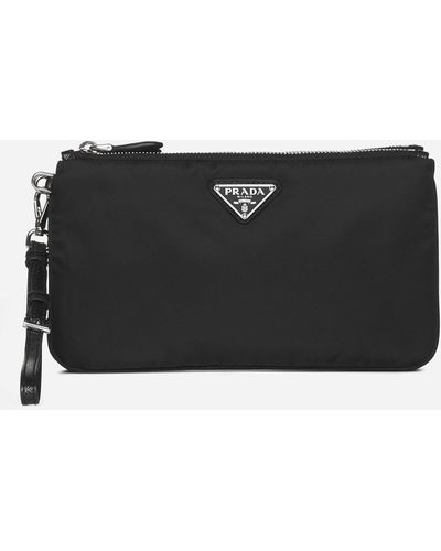 Prada Logo Nylon Pouch - Black